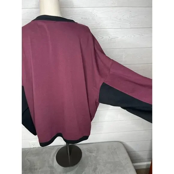 Torrid burgundy/black Cozy Fleece oversized Tunic Sweatshirt Size 1(1X) 14-16 - Picture 5 of 9